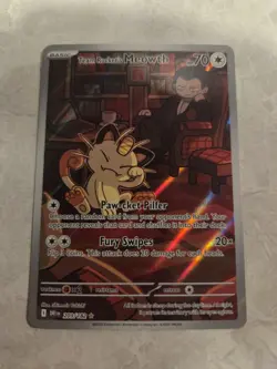 Team Rocket's Meowth - 203/182 - Pokemon Destined Rivals Illustration Rare NM - Image 1