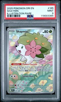 2025 POKEMON DRI EN-DESTINED RIVALS ILLUSTRATION RARE #185 SHAYMIN PSA 9 - Image 1