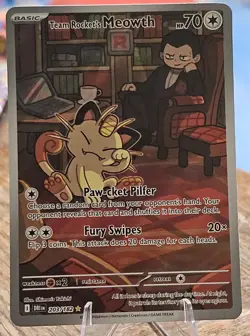 Pokemon Team Rocket's Meowth Sv10: Destined Rivals 203/182 Illustration Rare - Image 1