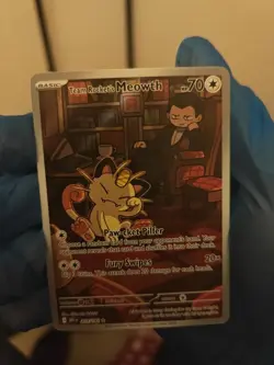 Pokemon TCG Team Rocket's Meowth 203/182 Destined Rivals Illustration Rare - Image 1