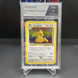 1999 Pokemon Fossil Dragonite Holo #4 PGS 7 - Image 1