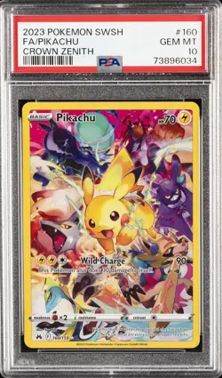 2023 POKEMON SWORD & SHIELD CROWN ZENITH #160 FULL ART/PIKACHU PSA 10 - Image 1