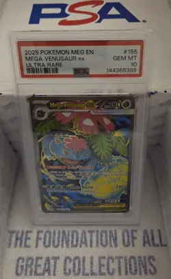 2025 Pokemon Mega Evolution Venusaur ex Ultra Rare #155/132 PSA 10 GEM MINT - Image 1