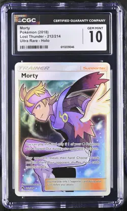 CGC 10 Pokemon Morty 212/214 2018 Lost Thunder Ultra Rare Ultra Rare Holo - Image 1