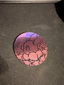 Pokemon TCG | Eevee Pink Sparkle Plastic Challenge Coin | Holo Glitter Token NM - Image 1