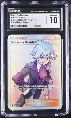 CGC 10 Pokemon English Steven's Resolve 165/168 2018 Celestial Storm Ultra Rare - Image 1