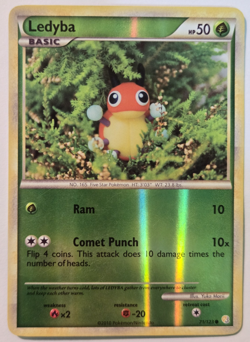 Pokemon TCG Ledyba HeartGold & SoulSilver 71/123 Reverse Holo Common LP - Image 1