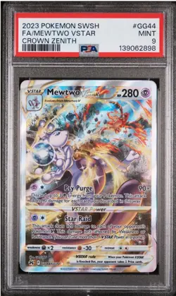 2023 POKEMON SWORD AND SHIELD CROWN ZENITH #GG44 MEWTWO VSTAR CROWN ZENITH PSA 9 - Image 1