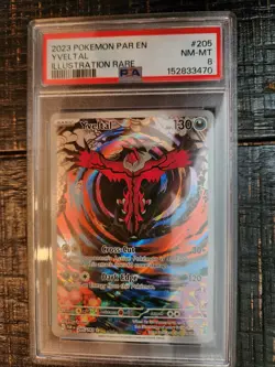 2023 Pokemon Paradox Rift Yveltal # 205 / 182 Illustration Rare Holo PSA 8 - Image 1