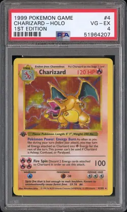 1999 Pokemon Base Set 1st Edition Shadowless Charizard Holo 4/102 #4 PSA 4 - Image 1