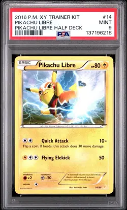 2016 POKEMON XY TRAINER KIT PIKACHU LIBRE HALF DECK #14 PIKACHU LIBRE PSA 9 - Image 1