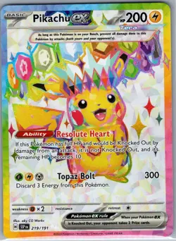 Pikachu ex 219/191 SV08: Surging Sparks - Pokemon Card - NM - Image 1
