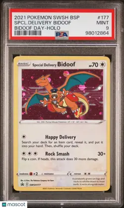 2021 Pokemon Swsh Black Star Promo Spcl. Delivery Bidoof Bidoof Day-Holo PSA 9 - Image 1