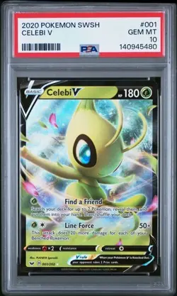 2020 POKEMON SWORD & SHIELD #001 CELEBI V PSA 10 - Image 1
