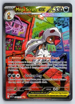 Mega Scrafty ex 285/217 Special Illustration Rare ME: Ascended Heroes Pokemon NM - Image 1