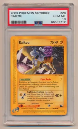 PSA 10 Pokemon Skyridge Rare Raikou 28/144 GEM MINT Condition!! - Image 1
