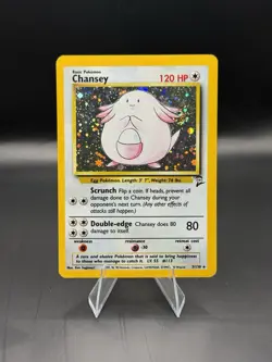 Pokemon TCG Chansey 3/130 Base Set 2 Holo Rare Card LP Condition - Image 1