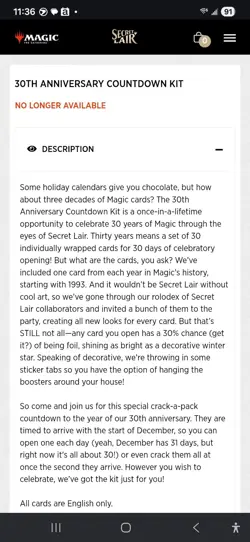 Magic the Gathering - Secret Lair 30th Anniversary Countdown Kit - SEALED/NEW - Image 3