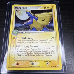 Pokemon TCG Manectric 8/100 Crystal Guardians EX Holo Galaxy Swirl Card 🍭💫🍥 - Image 1