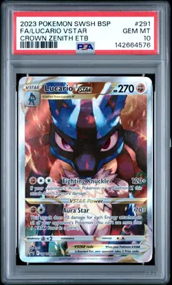 2023 Pokemon - Lucario VSTAR - Crown Zenith ETB Full Art Promo - #SWSH291 PSA 10 - Image 1