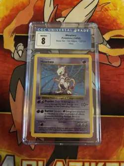 Pokemon Mewtwo 1st Edition Holo Rare 10/102 Base Set Shadowless CGC 8 1999 - Image 1
