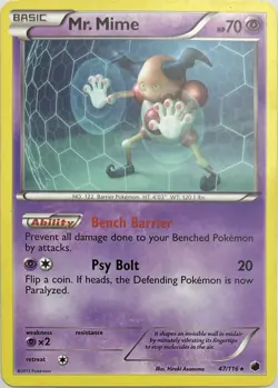 Mr. Mime 47/116 Rare Plasma Freeze Pokemon Moderately Played - Image 1