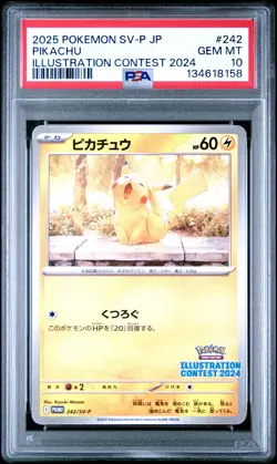 2025 POKEMON JAPANESE SV-P PROMO ILLUSTRATION CONTEST 2024 #242 PIKACHU PSA 10 - Image 1