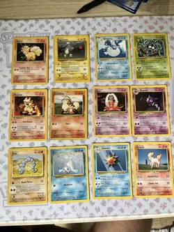 Pokemon Cards Original Unlimited Base Set Lot Of 12 MP - Image 1