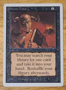 MTG Demonic Tutor Unlimited Rare Magic The Gathering 1993 1994 - Image 1