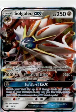 Pokemon Trading Card Solgaleo GX #SM16 TCG Sun & Moon Holo Black Star Promo - Image 1