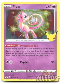 Mew 011/025 Holo Rare Celebrations Pokemon NM - Image 1