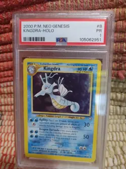Pokemon TCG 2000 Neo Genesis Holo Kingdra #8 PSA 1 POOR - Image 1