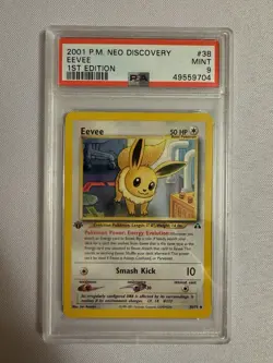 1999 Pokemon - 1st Edition Eevee Non-Holo Neo Discovery 38/75 - PSA 9 Mint! WOTC - Image 1