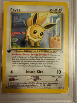 1999 Pokemon - 1st Edition Eevee Non-Holo Neo Discovery 38/75 - PSA 9 Mint! WOTC - Image 3