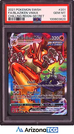 Pokemon 2021 Blaziken VMAX 201/198 Full Art SR Chilling Reign GEM MINT PSA 10 - Image 1