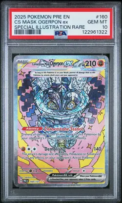 Pokemon Prismatic Evolutions CS Mask Ogerpon EX Special Illustration PSA 10 #160 - Image 1