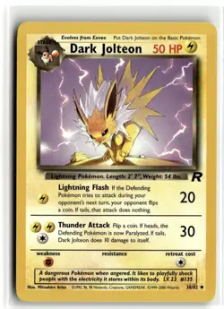 2000 Pokemon - Team Rocket Dark Jolteon #38/82 - Image 1
