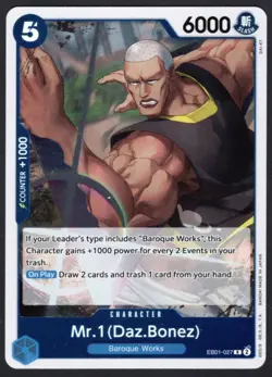 Mr.1 (Daz.bonez) EB01-027 Memorial Collection Rare holo One Piece CCG - Image 1