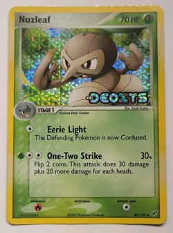 Nuzleaf EX Deoxys 43/107 Reverse Holo Card Stamped Pokemon TCG Nintendo - Image 1