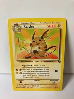 Raichu 29/62 Fossil (4th Print) NH Rare Pokemon Card WOTC 1999-2000 LP - Image 1