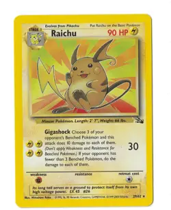 Raichu 29/62 Fossil (4th Print) NH Rare Pokemon Card WOTC 1999-2000 LP - Image 3