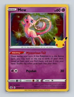 Mew 011 2021 Pokemon Celebrations 25th Anniversary Holo Rare Card LP (a) - Image 1