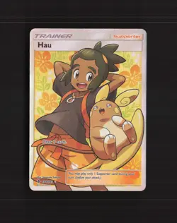 Hau 144/145 Guardians Rising Full Art Ultra Rare Holo Pokemon Card MP - Image 1