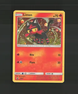 Litten SM23 Sun & Moon Black Star Promo Holo Pokemon Card LP - Image 1