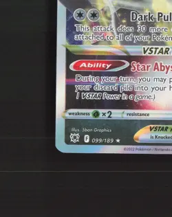 Darkrai VSTAR 099/189 Astral Radiance Ultra Rare Holo Pokemon Card NM - Image 5