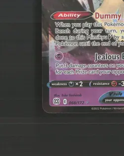 Mimikyu V 068/172 Brilliant Stars Ultra Rare Holo Pokemon Card NM - Image 5