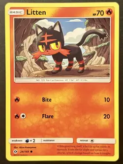 Litten 24/149 Sun & Moon Regular Common Card NEAR MINT - Image 1