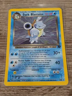 Pokemon Dark Blastoise Team Rocket Holo Rare 70 HP Card 3/82 Swirl - HP - Image 1
