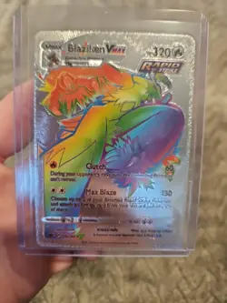 Blaziken Vmax Silver Rainbow Foil Fan Art Vinyl 200/198 Collector Pokemon Card - Image 1