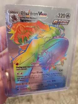 Blaziken Vmax Silver Rainbow Foil Fan Art Vinyl 200/198 Collector Pokemon Card - Image 3
